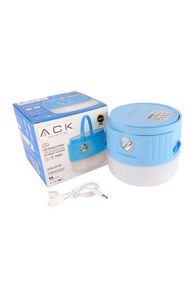 ACK A04-00130 7500K Mavi Kasa Şarjlı Kamp Lambası - Thumbnail