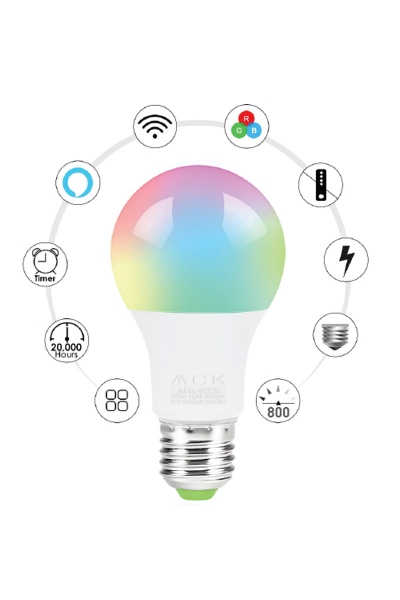 ACK - ACK AA14-60920 10W E27 Wi-Fi Akıllı Led Ampul ACK - ACK AA14-60920 10W E27 Wi-Fi Akıllı Led Ampul