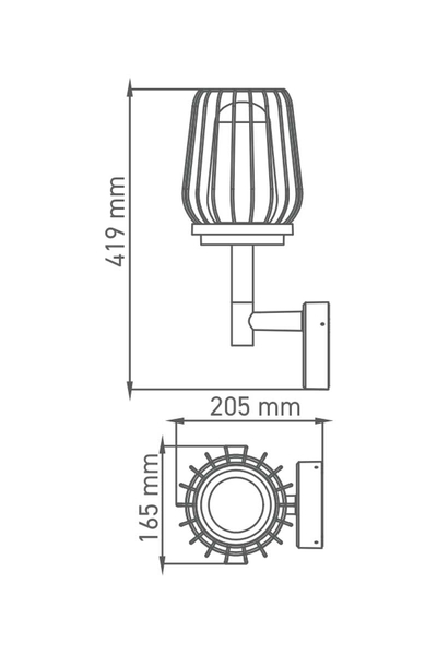 ACK AG36-00602 60W E27 419mm Gordion Alüminyum Siyah Bahçe Apliği - Thumbnail