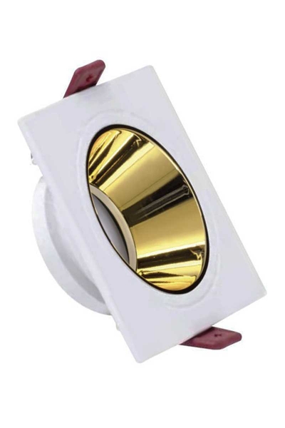 ACK AH03-07010 Gold Reflektörlü Beyaz Kare Spot Kasası ACK AH03-07010 Gold Reflektörlü Beyaz Kare Spot Kasası