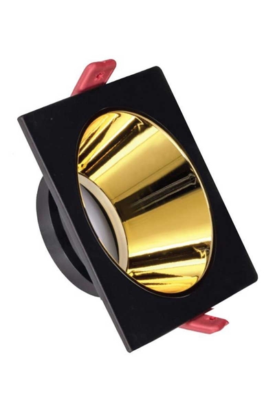 ACK AH03-07011 Gold Reflektörlü Siyah Kare Spot Kasası ACK AH03-07011 Gold Reflektörlü Siyah Kare Spot Kasası
