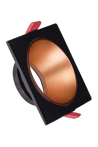 ACK AH03-07021 Rose Gold Reflektörlü Siyah Kare Spot Kasası ACK AH03-07021 Rose Gold Reflektörlü Siyah Kare Spot Kasası