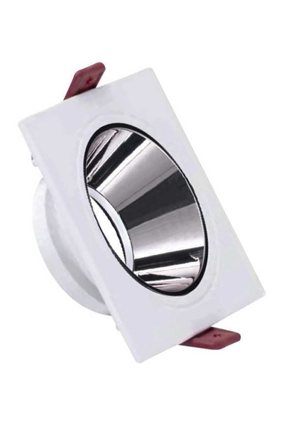 ACK - ACK AH03-07030 Platin Silver Reflektörlü Beyaz Kare Spot Kasası