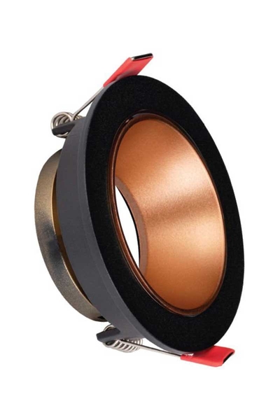 ACK AH03-07221 Rose Gold Reflektörlü Siyah Yuvarlak Spot Kasası - Thumbnail
