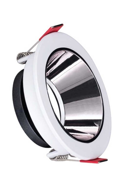 ACK AH03-07230 Platin Silver Reflektörlü Beyaz Yuvarlak Spot Kasası