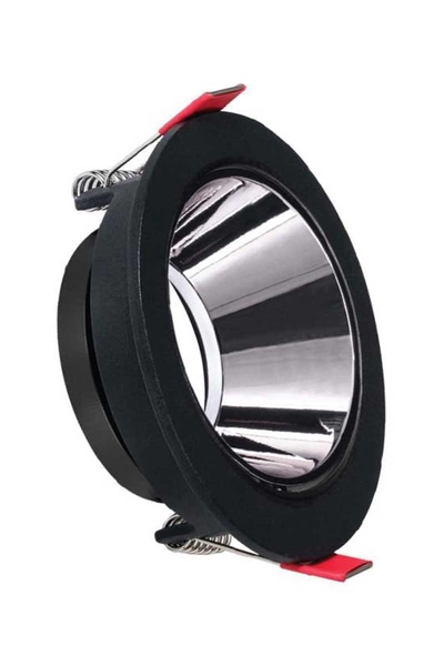 ACK - ACK AH03-07231 Platin Silver Reflektörlü Siyah Yuvarlak Spot Kasası