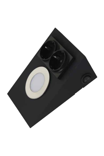 ACK - ACK AH11-00201 3000K Günışığı 2.5W Siyah Kasa Ledli Prizli Tezgah Altı Armatür