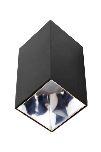 ACK - ACK AH12-07551 Parlak Krom Reflektör Kare Siyah Kasa Sıva Üstü Dekoratif Armatür