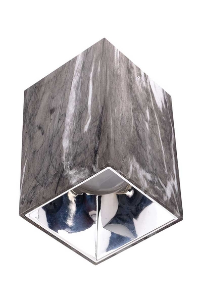 ACK - ACK AH12-07552 Parlak Krom Reflektör Kare Gri Mermer Kasa Sıva Üstü Dekoratif Armatür