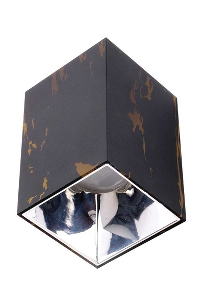 ACK - ACK AH12-07554 Parlak Krom Reflektör Kare Siyah Mermer Kasa Sıva Üstü Dekoratif Armatür