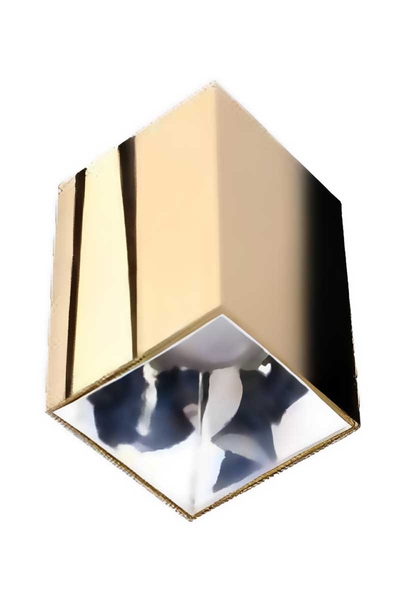 ACK - ACK AH12-07556 Parlak Krom Reflektör Kare Gold Kasa Sıva Üstü Dekoratif Armatür
