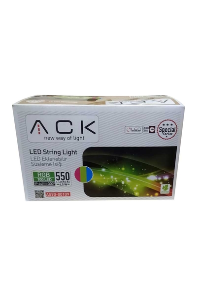 ACK - ACK AS90-00109 10m 220V Rgb 100 Ledli Eklenebilir Led Işık ACK AS90-00109 10m 220V Rgb 100 Ledli Eklenebilir Led Işık - Thumbnail