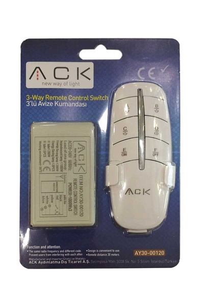 ACK - ACK AY30-00120 220V Üçlü Avize Kumandası ACK AY30-00120 220V Üçlü Avize Kumandası - Thumbnail