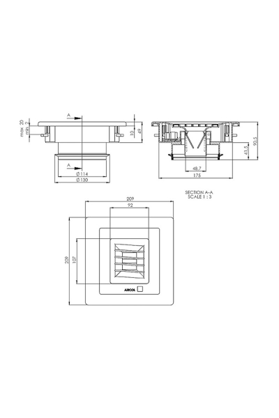 Aircol - Aircol 150 Mop 30/60 0.6/3W Banyo Menfezi Aircol 150 Mop 30/60 0.6/3W Banyo Menfezi - Thumbnail