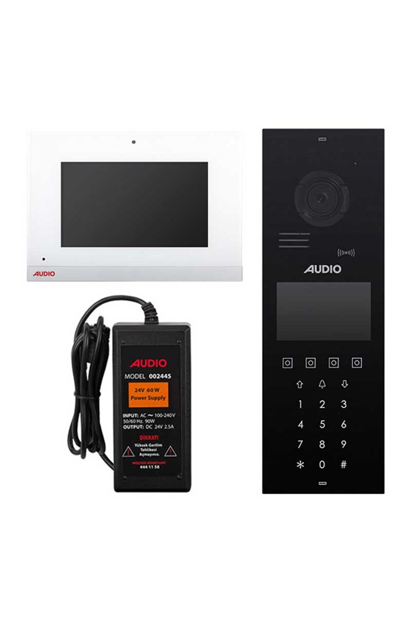 Audio 001194DKP 7 inç 22 Daire Dokunmatik Panelli Görüntülü Diafon Paketi