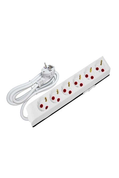 AY-KA - Ayka 22 0600 010 1m 6lı Çocuk Korumalı Topraklı Grup Priz