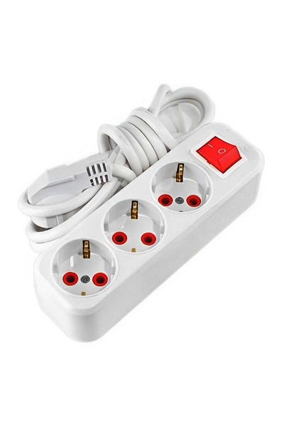 AY-KA - Ayka 77 301 021 2m 3lü Anahtarlı Topraklı Grup Priz