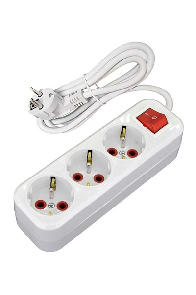 AY-KA - Ayka 77 3301 07 7m 3lü Anahtarlı Topraklı Ups Grup Priz