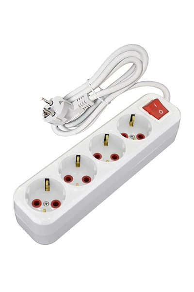 AY-KA - Ayka 77 401 03 3 Metre Dörtlü Anahtarlı Topraklı Klemensli Grup Priz