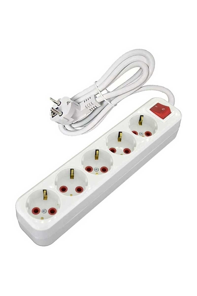 AY-KA - Ayka 77 501 03 3 Metre Beşli Anahtarlı Topraklı Klemensli Grup Priz