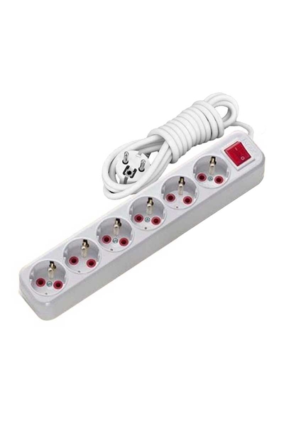 AY-KA - Ayka 77 6601 03 3m 6lı Anahtarlı Topraklı Ups Priz