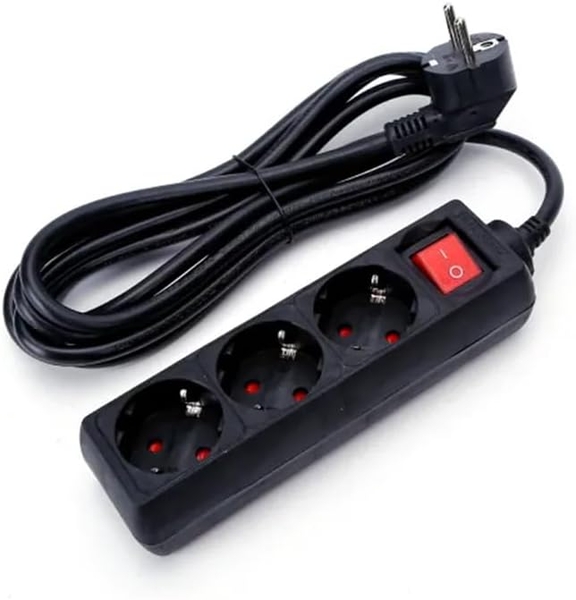 AY-KA - Ayka 79 3301 03 3m 3lü Siyah Anahtarlı Topraklı Ups Grup Priz