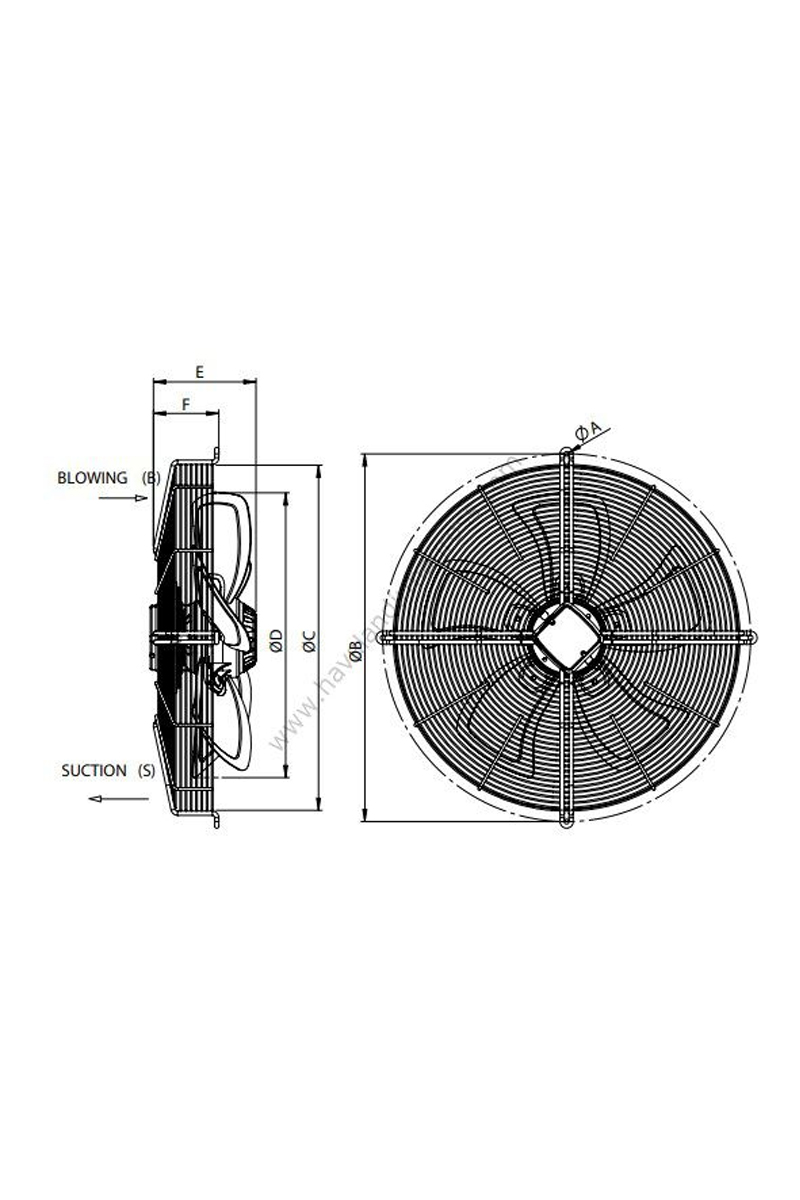 Bahçıvan SFX-6T 630 S 600/400W 11000/8400m3/h Trifaze Emici Güçlendirilmiş Aksiyel Soğutma Fanı