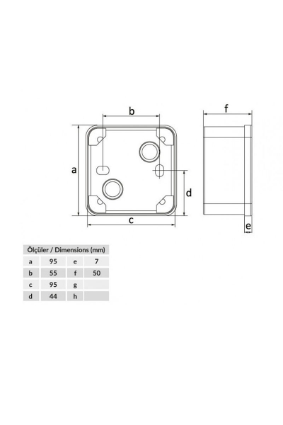 Bemis - Bemis BB1-0441-0003 95x95x 50mm ABS Halogen Free IP44 Geçme Kapaklı Plastik Buat (1)