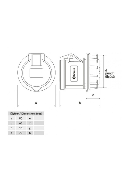 Bemis - Bemis BC1-3504-2440 4x32A 3P+E 380V 50-60Hz 6H IP44 Somunlu Priz (1) Bemis - Bemis BC1-3504-2440 4x32A 3P+E 380V 50-60Hz 6H IP44 Somunlu Priz (1)
