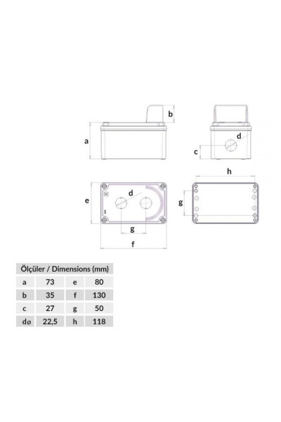 Bemis BT4-2071-0007 80x130x73 2li Korumalı Buton Kutusu - Thumbnail