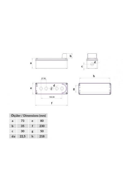 Bemis - Bemis BT4-4071-0007 80x230x73 5li Korumalı Buton Kutusu (1)