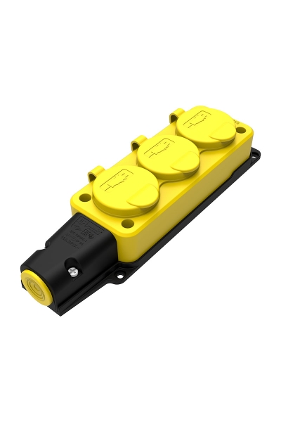 Bemis - Bemis BV3-1402-3613 1x16A 2P+E 200 250V IP54 Sarı Monofaze Kauçuk 3lü Grup Priz
