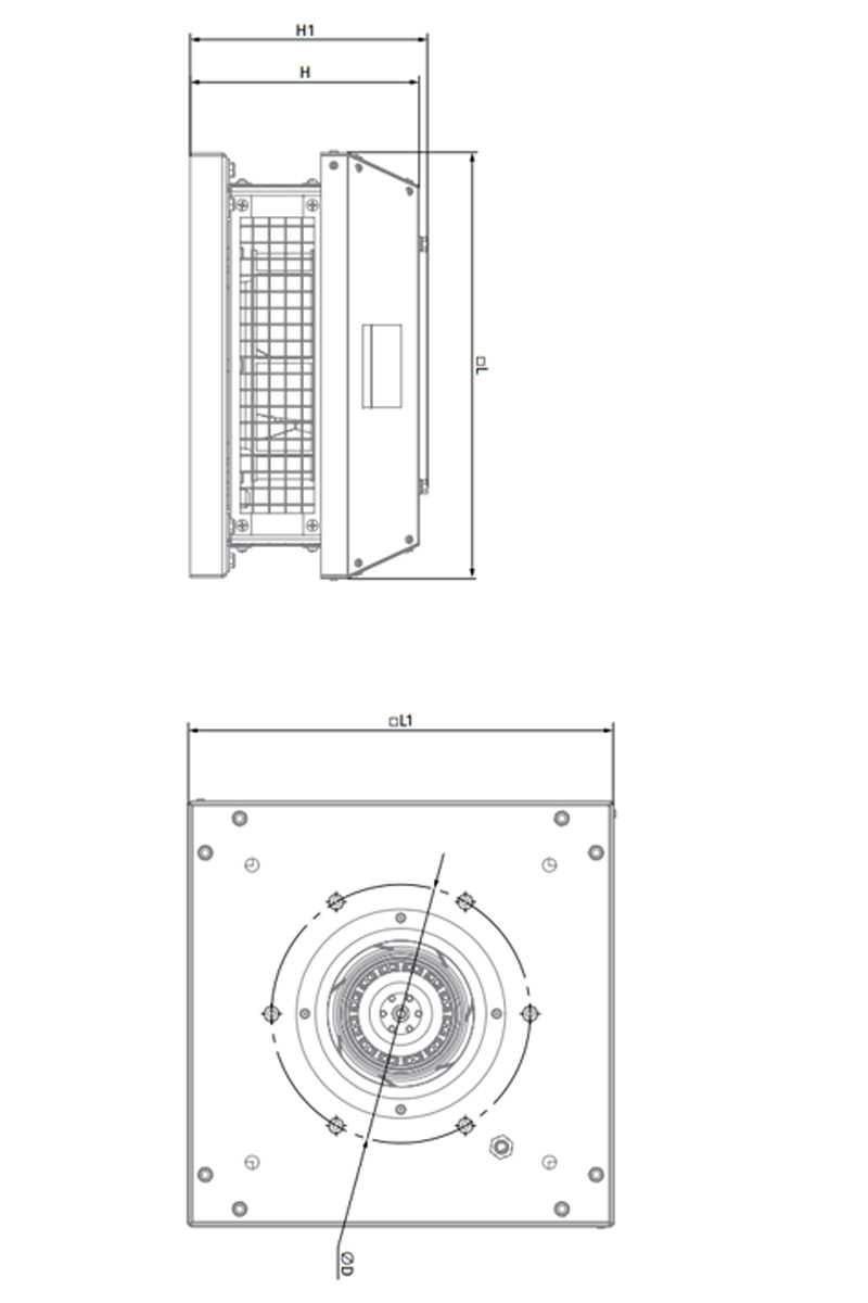 Blauberg Tower-H 250 2E 184-232W 1450-1320m3/h Monofaze Yatay Atışlı Çatı Tipi Radyal Fan