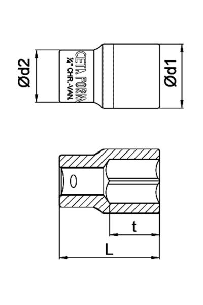 Ceta Form C02-H055 1/4 inç 6 Köşe 5.5mm Lokma Anahtar - Thumbnail