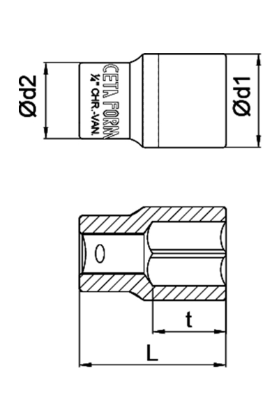 Ceta Form C02-H060 1/4 inç 6 Köşe 6mm Lokma Anahtar - Thumbnail