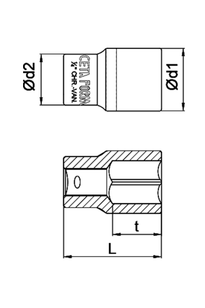 Ceta Form C02-H090 1/4 inç 6 Köşe 9mm Lokma Anahtar - Thumbnail