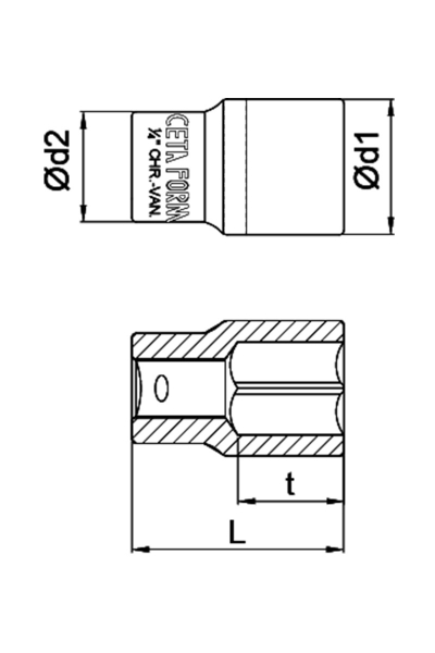 Ceta Form C02-H110 1/4 inç 6 Köşe 11mm Lokma Anahtar - Thumbnail