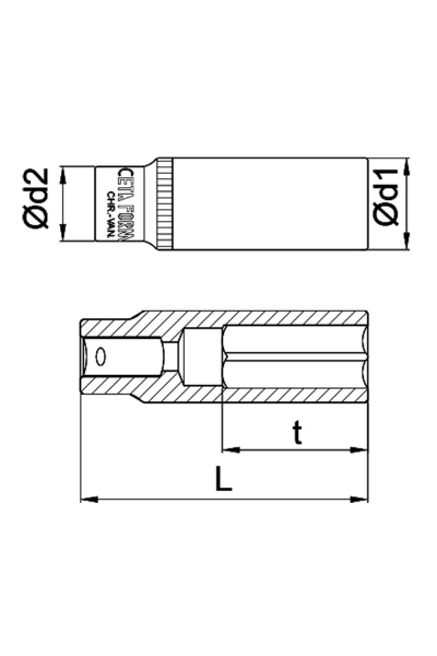 Ceta Form C04-H110 1/4 inç 6 Köşe 11mm Derin Lokma Anahtar - Thumbnail