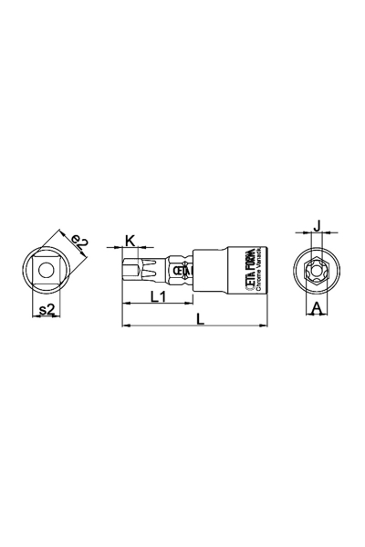 Ceta Form C08S-IPR10 1/4 inç 5 Köşe Delikli Torx Uçlu Lokma - Thumbnail