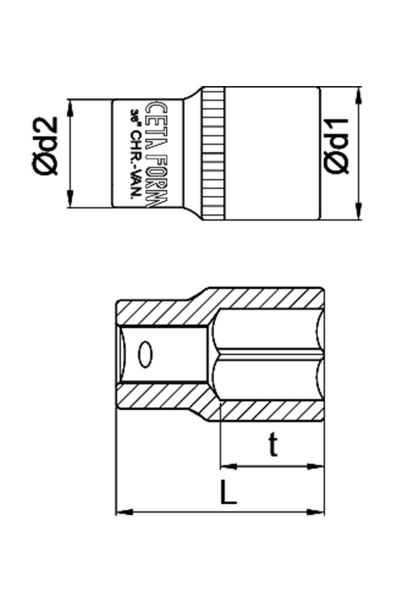 Ceta Form C12-H08 3/8 inç 8mm 6 Köşe Lokma Anahtar - Thumbnail