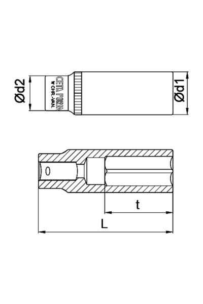 Ceta Form C14-H12 3/8 inç 12mm 6 Köşe Derin Lokma Anahtar - Thumbnail