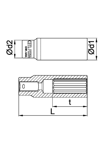 Ceta Form C14A-B0102 3/8 inç-1/2 inç 12 Köşe Derin Lokma Anahtar - Thumbnail