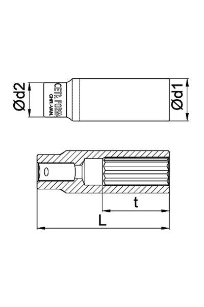 Ceta Form C14A-B0716 3/8 inç 12 Köşe Yıldız Derin Lokma Anahtarı - Thumbnail