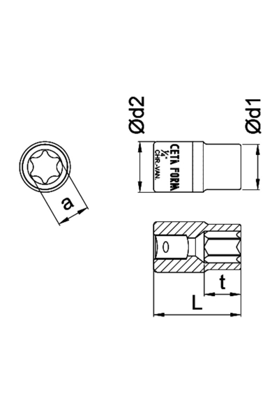 Ceta Form C16-18 3/8 inç E18 Dış Torx Lokma Anahtar - Thumbnail