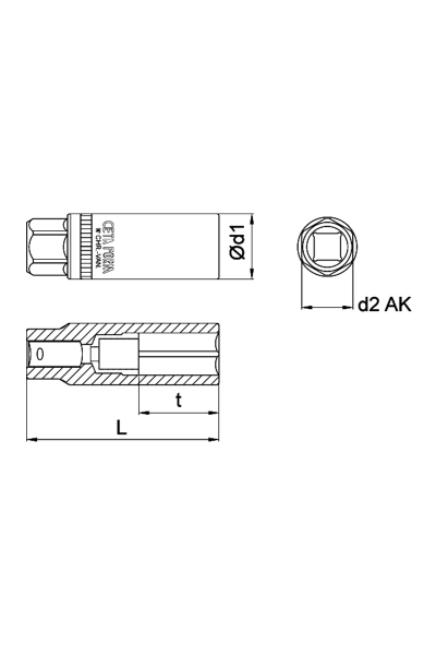 Ceta Form C17-R21 3/8 inç 21mm Contalı Buji Lokması - Thumbnail
