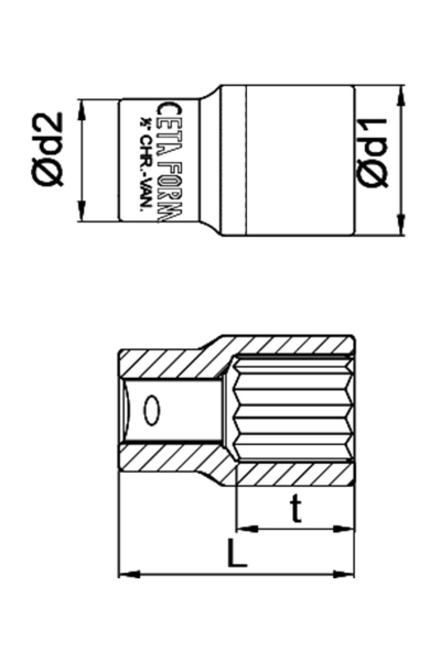 Ceta Form C22-B25 1/2 inç 25mm 12 Köşe Yıldız Lokma Anahtar - Thumbnail