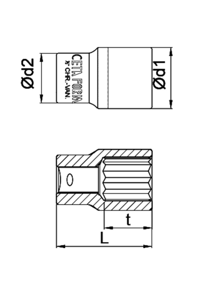 Ceta Form C22-B27 1/2 inç 27mm 12 Köşe Yıldız Lokma Anahtar - Thumbnail