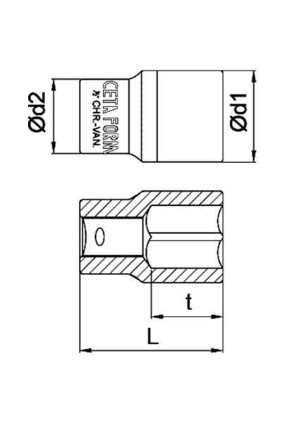 Ceta Form C22-H09 1/2 Köşe 9mm Lokma Anahtar - Thumbnail