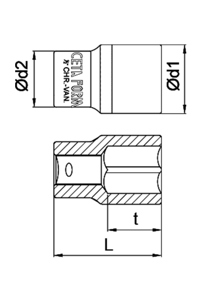 Ceta Form C22-H21 1/2 inç 6 Köşe 21mm Lokma Anahtar - Thumbnail