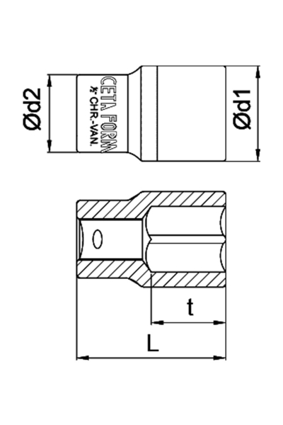 Ceta Form C22-H22 1/2 inç 6 Köşe 22mm Lokma Anahtar - Thumbnail